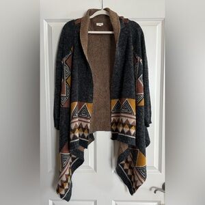 Debut Aztec Open-Front Knit Cardigan